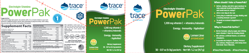 Power Pak Lemon Lime Trace Minerals Research label