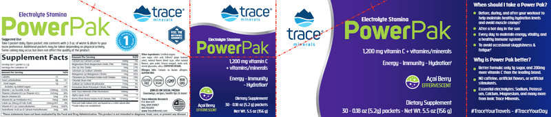 Power Pak Non-GMO Acai Berry Trace Minerals Research label