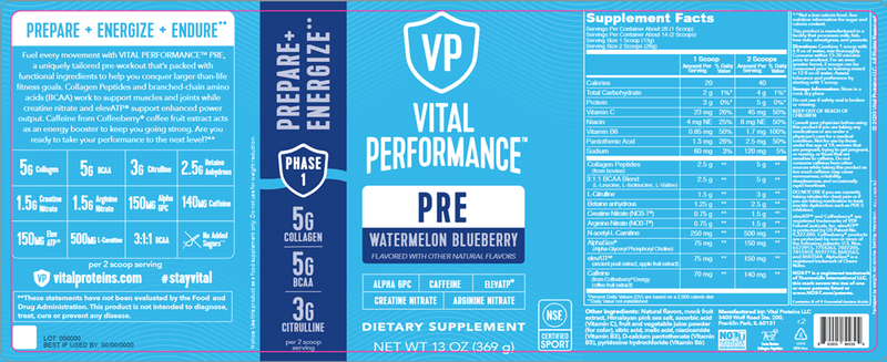 Pre Watermelon Blueberry (Vital Proteins) Label