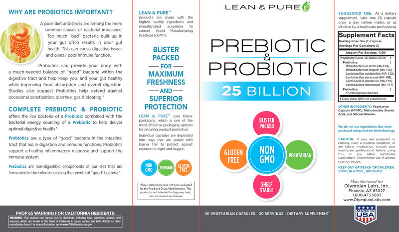 Prebiotic & Probiotic (Lean & Pure) Label