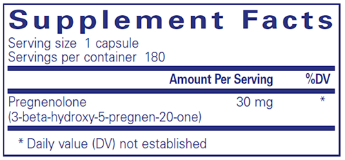 Pregnenolone 30 mg 180 caps (Pure Encapsulations) supplement facts