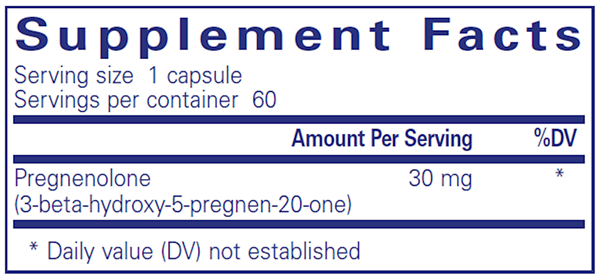 Pregnenolone 30 mg 60 caps (Pure Encapsulations) supplement facts