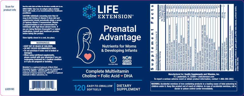 Prenatal Advantage (Life Extension) Label