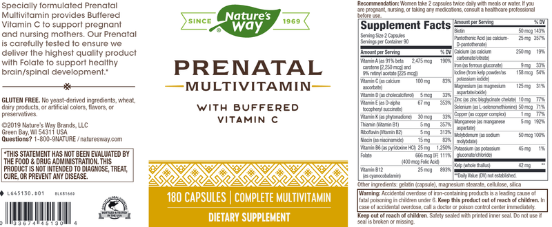 Prenatal Complete (Nature's Way) Label