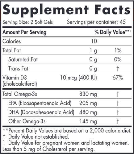 Prenatal DHA 90 Soft Gels (Nordic Naturals) Supplement Facts