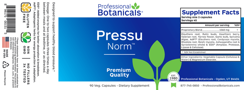 Pressu Norm (Professional Botanicals) Label