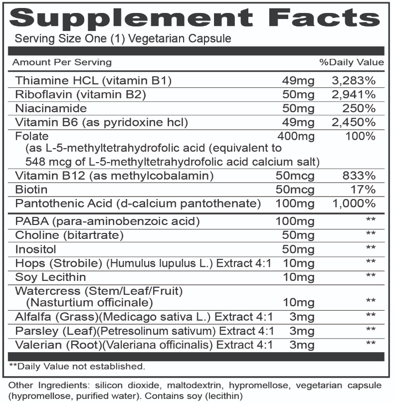 Priority B-Complex  (Priority One Vitamins) Supplement Facts