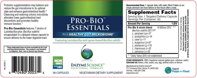 Pro-Bio Essentials - Enzyme Science Label