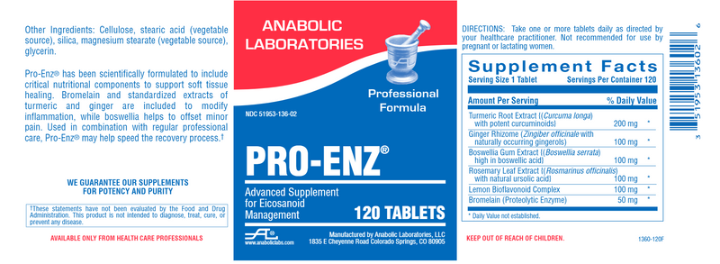 Pro-Enz (Anabolic Laboratories) Label