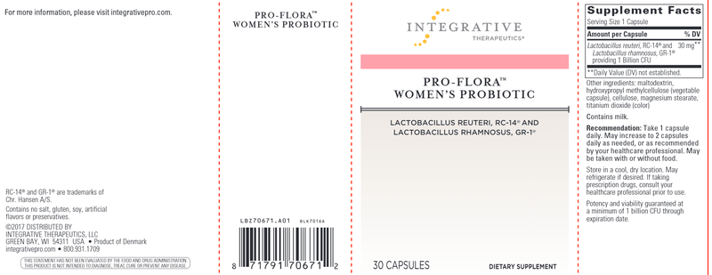 Pro-Flora Women's Probiotic (Integrative Therapeutics) Label