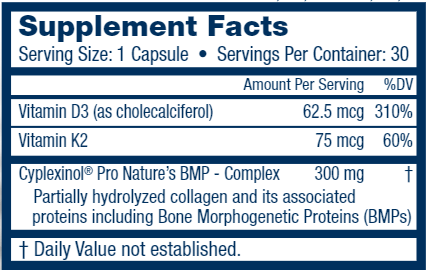 Pro-stiminol Advanced 300 Bone Support - Moderate Strength (ZyCal Bioceuticals) Supplement Facts
