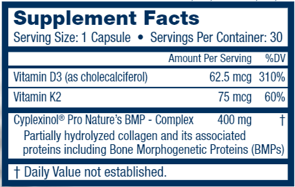 Pro-stiminol Advanced 400 Bone Support - Maximum Strength (ZyCal Bioceuticals) Supplement Facts