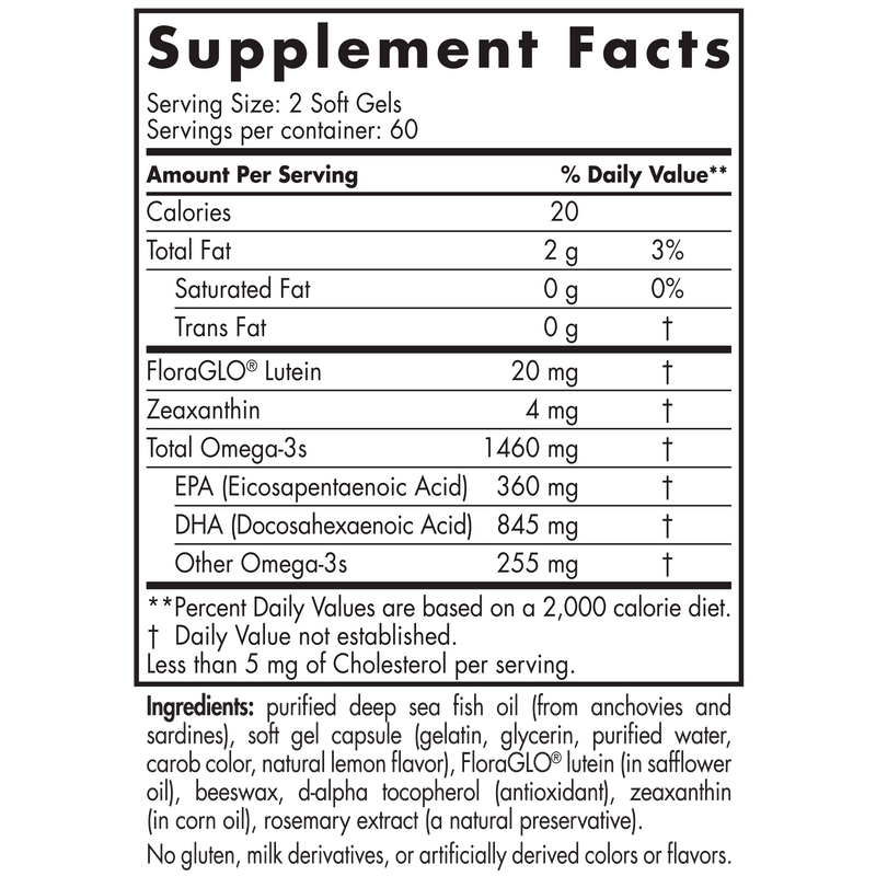 ProDHA Eye Soft Gels 120 Count (Nordic Naturals) supplement facts