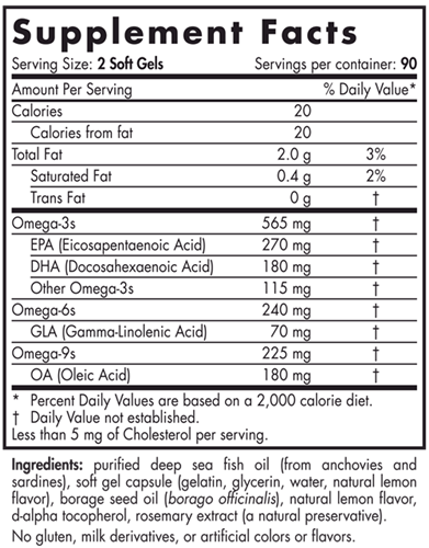 ProEFA-3.6.9 Soft Gels Lemon (Nordic Naturals) 180ct Supplement Facts