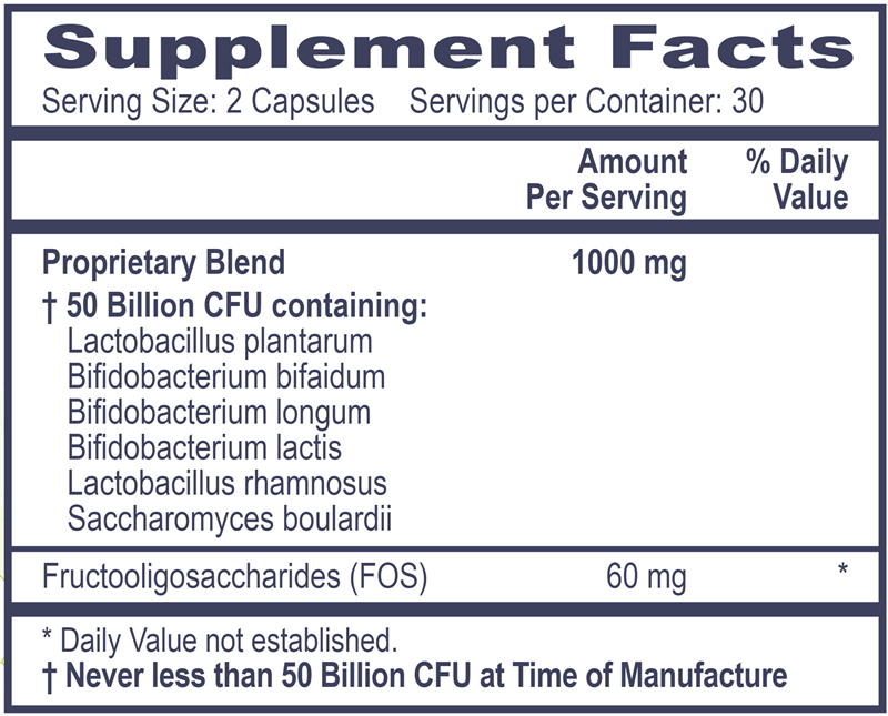Pro Flora Max Plus Professional Health Products Supplement Facts
