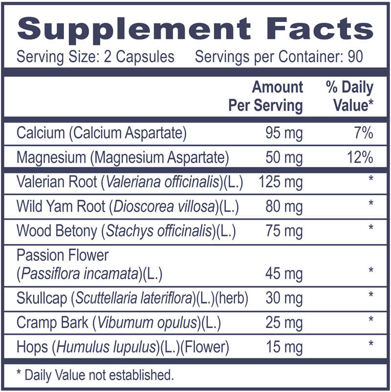 Pro Muscle Calm Professional Health Products Supplement Facts