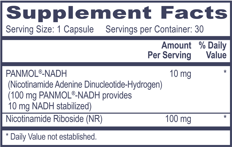 Pro NADH with NR Professional Health Products Supplement Facts