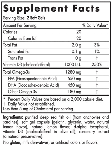 ProOmega-D Soft Gels Lemon (Nordic Naturals) Supplement Facts