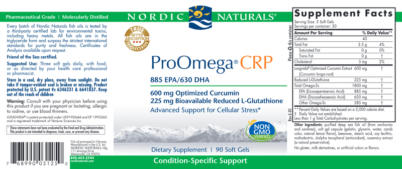 ProOmega CRP 90 Soft Gels (Nordic Naturals) Label