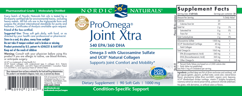 BACKORDER ONLY - ProOmega Joint Xtra 90 Soft Gels (Nordic Naturals)