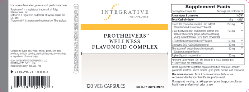 ProThrivers Wellness Flavonoid Complex (Integrative Therapeutics) Label