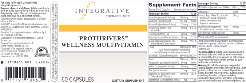 ProThrivers Wellness Multivitamin (Integrative Therapeutics) Label