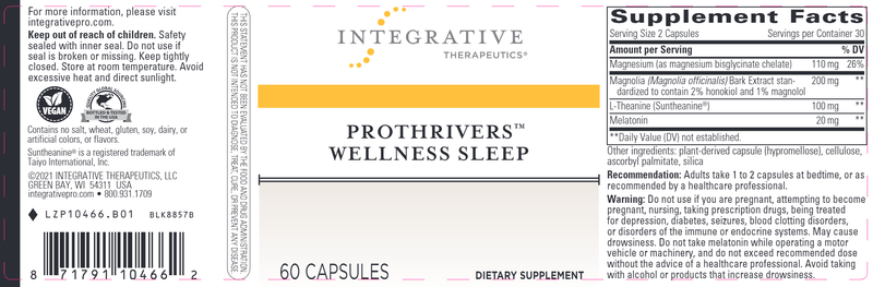 ProThrivers Wellness Sleep (Integrative Therapeutics) Label