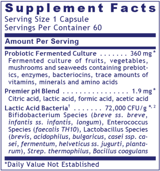 Probiotic Caps Premier (Premier Research Labs) Supplement Facts