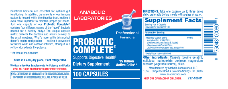 Probiotic Complete (Anabolic Laboratories) Label