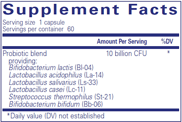 Probiotic G.I. (Pure Encapsulations) supplement facts