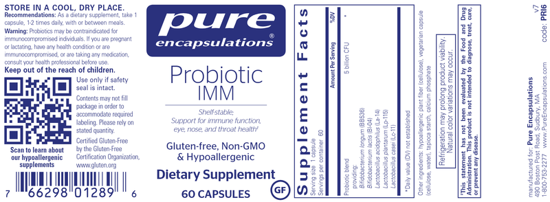 Probiotic IMM (Pure Encapsulations) label