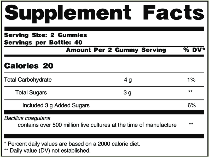Probiotics Gummies allKiDz Supplement Facts