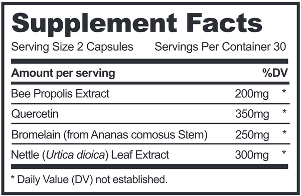 Propolis Sinus Support Supplement Facts Label