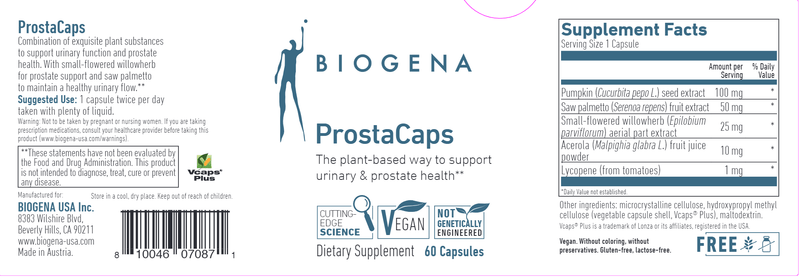 ProstaCaps Biogena Label