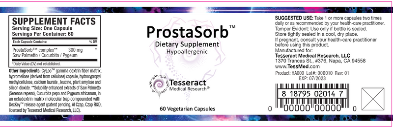 ProstaSorb (Tesseract Medical Research) Label