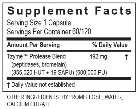 Protease 120 Caps (Transformation Enzyme) Supplement Facts