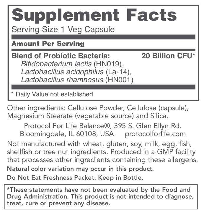 ProtoDophilus Woman 20 Billion (Protocol for Life Balance) Supplement Facts