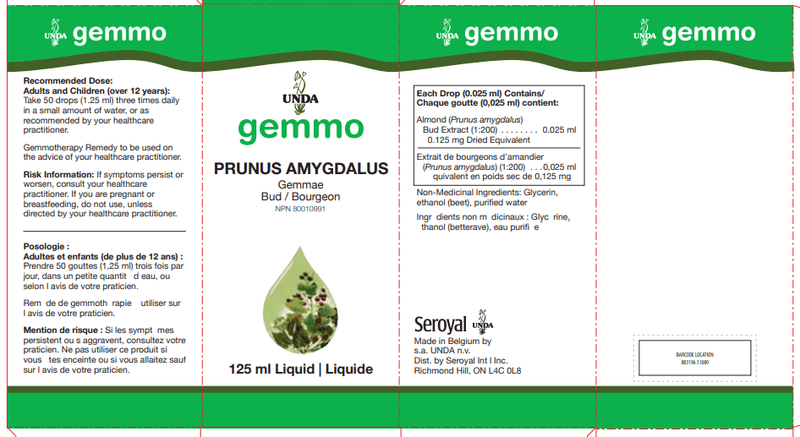 Prunus amygdalus (bud) 125ml (UNDA) label