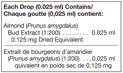 Prunus amygdalus (bud) 125ml (UNDA) ingredients