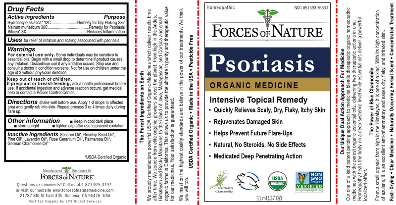 Psoriasis Relief Organic (Forces of Nature) Label