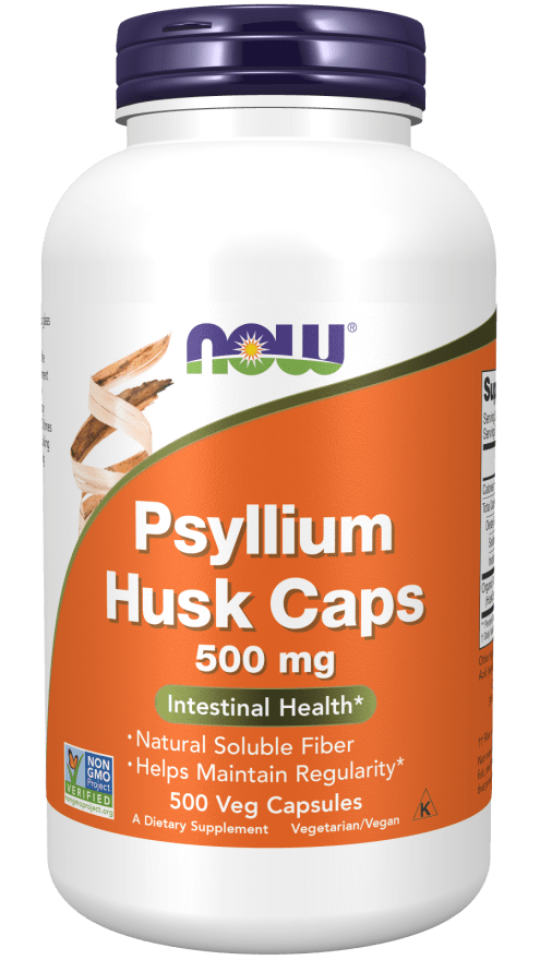 Psyllium Husk Caps 500 mg (NOW) Front