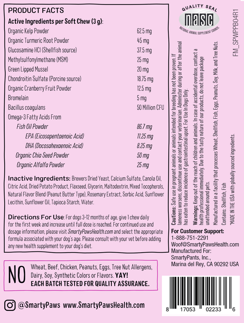 Puppy Formula - Peanut Butter (SmartyPants Vitamins) Label