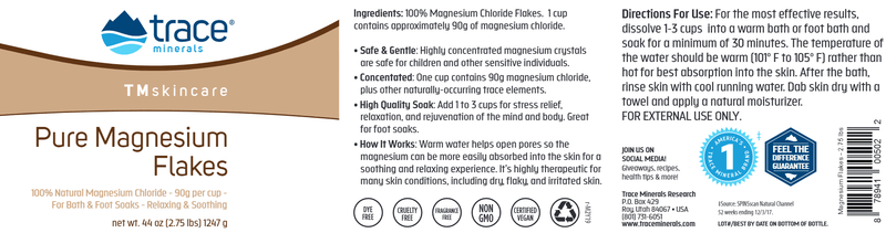 Pure Magnesium Flakes Trace Minerals Research label