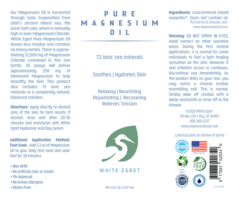 Pure Magnesium Oil (White Egret) Label