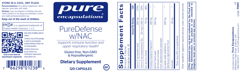 PureDefense w/ NAC 120's (Pure Encapsulations) label
