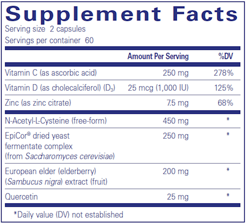 PureDefense w/ NAC 120's (Pure Encapsulations) supplement facts
