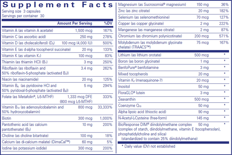 PureGenomics® Ultra Multivitamin (Pure Encapsulations) supplement facts