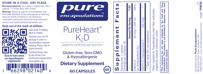 PureHeart K2D (Pure Encapsulations) label