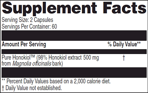 Pure Honokiol 120 caps (Clinical Synergy) supplement facts