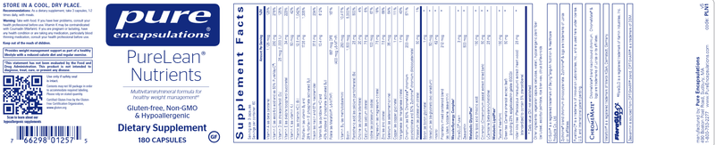 purelean nutrients pure encapsulations label